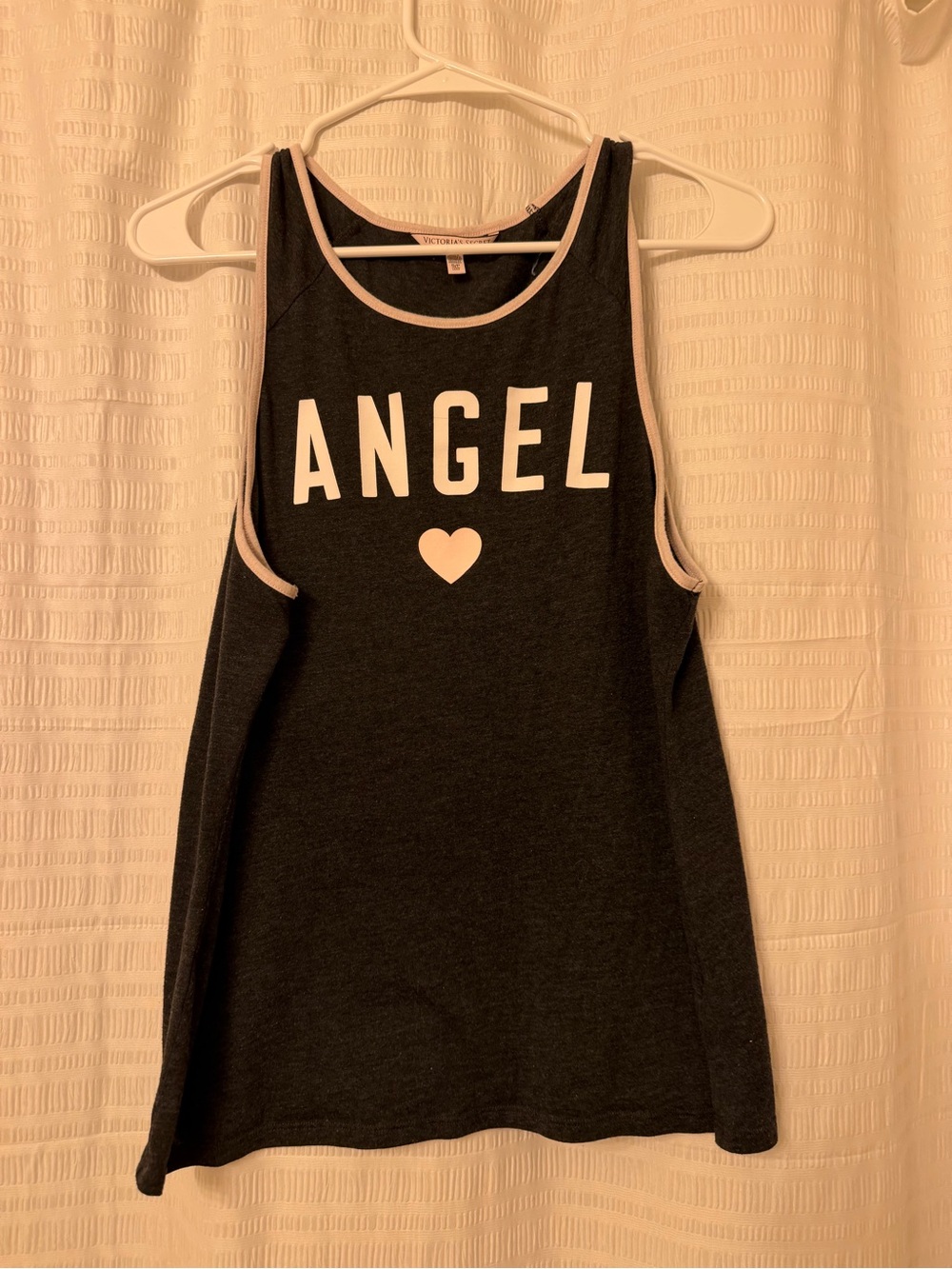 Victoria's Secret Angel Graphic Sleep Tank - Charcoal with Pink Trim